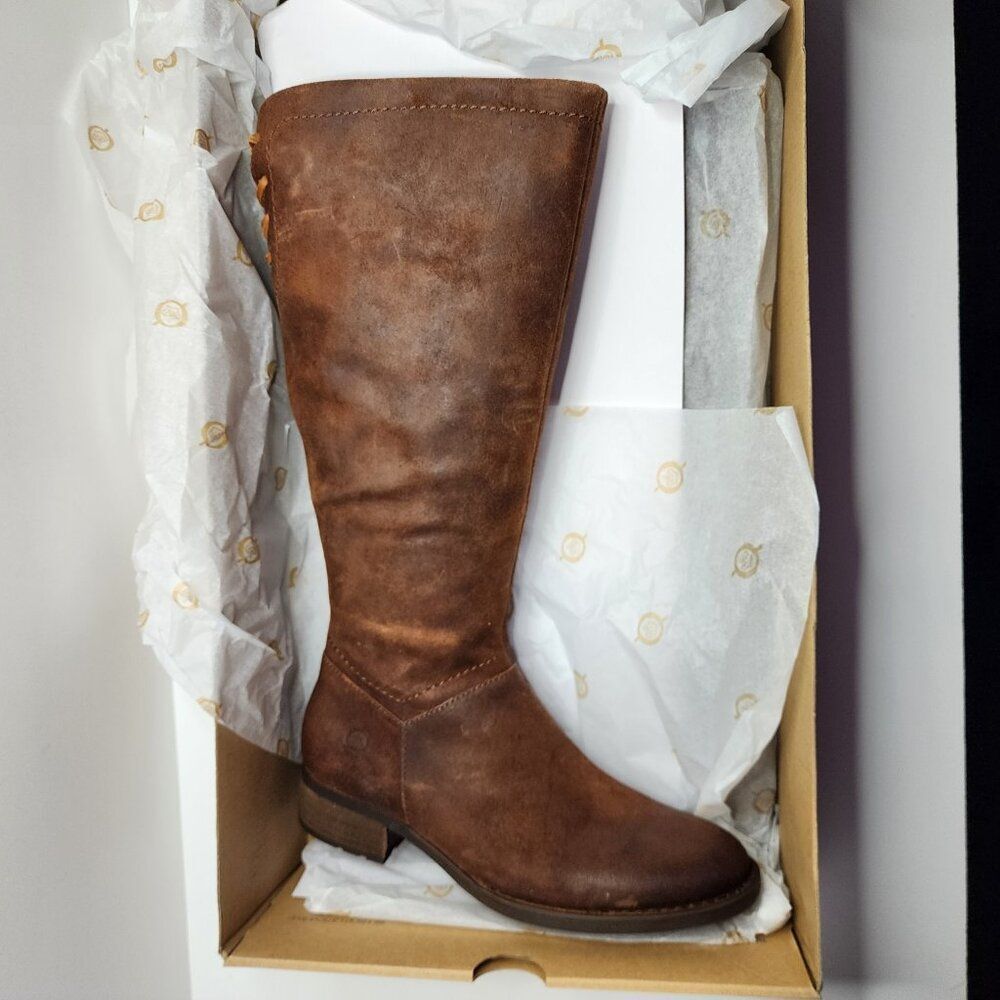 Tall Brown Leather Boots | Women's Size 6 Regular Calf | Børn Side Zip, Lace Up